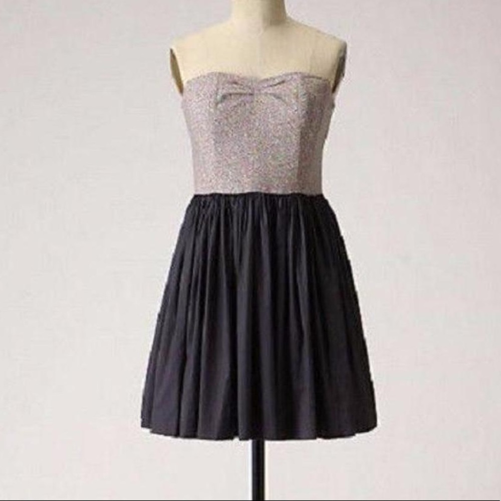 Anthro Strapless Fit and Flare Dress with Pockets